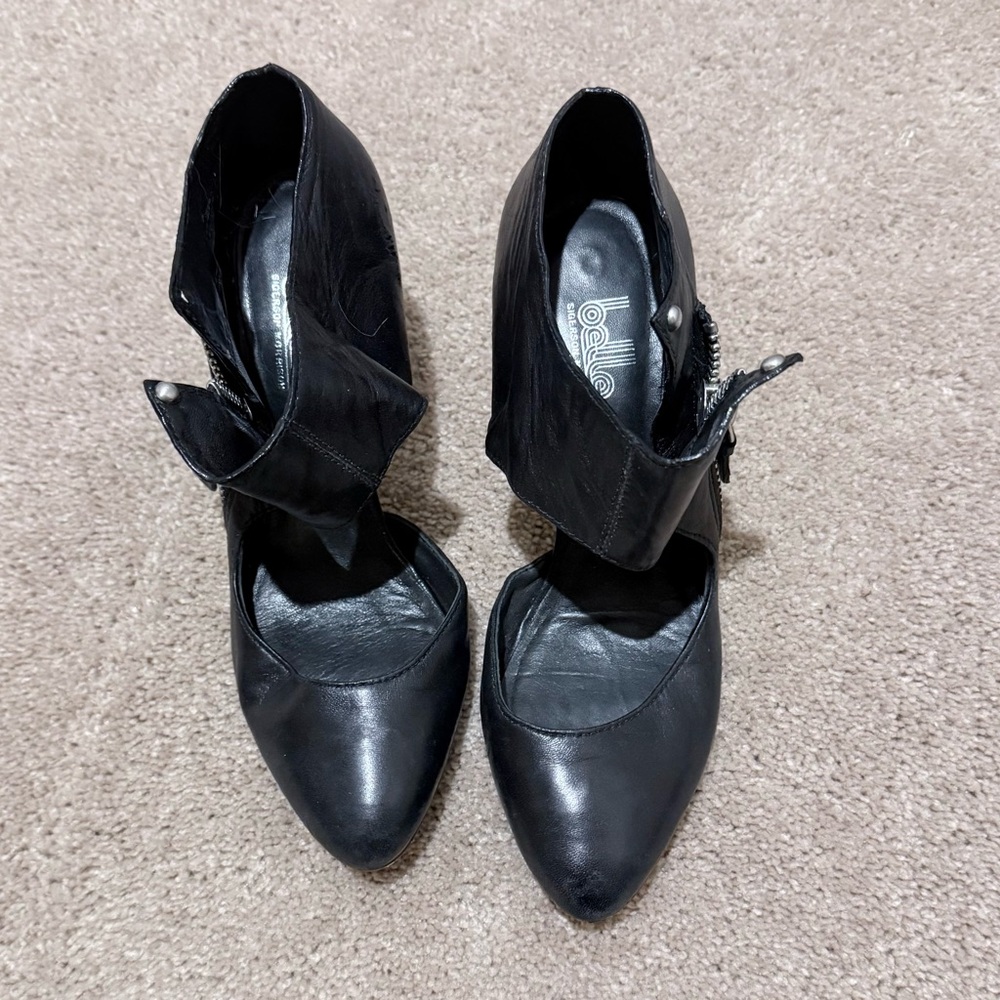 BELLE SIGERSON MORRISON SIZE 6.5 GORGEOUS BLACK LEATHER HEELS